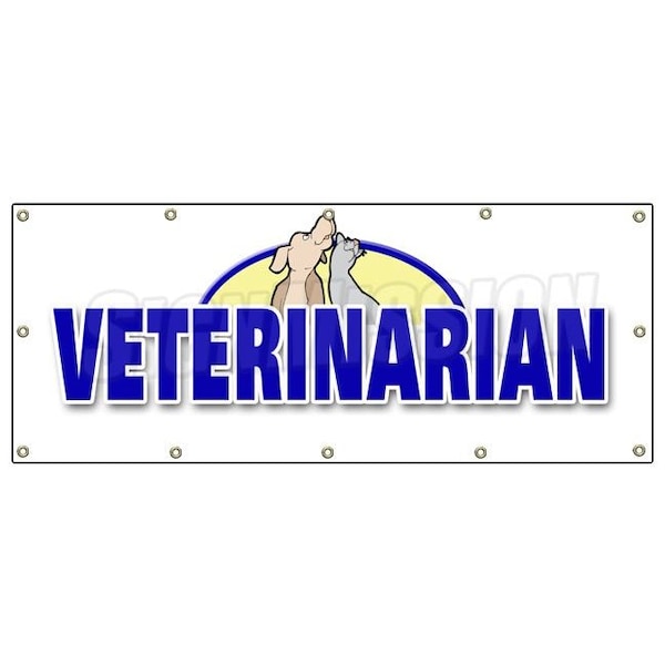 VETERINARIAN BANNER SIGN vet animal hospital signs new dogs cats pets